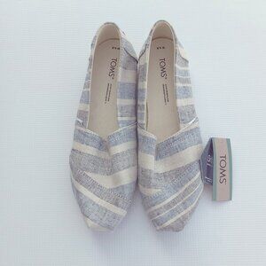 TOMS Womens NEW slip on Alpargata Blue Multi Wide Stripe Size‎ 6.5 NWT